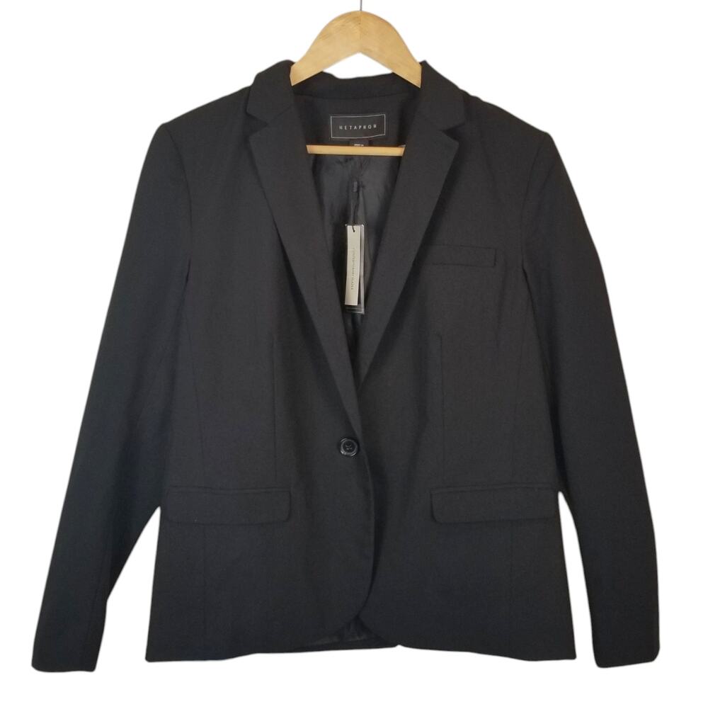 Metaphor NWT Women's Black Single Button Blazer Career Size 12